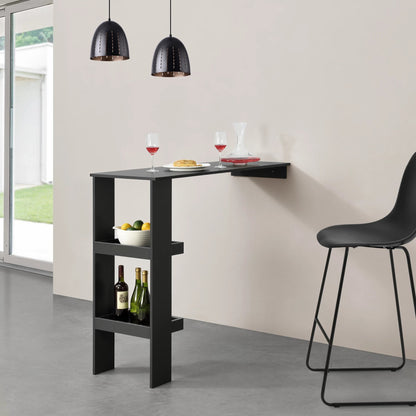 In And OutdoorMatch Bartafel Bria - Wandmontage - 120x45x106 cm - Zwart - Spaanplaat - Ruimtebesparend ontwerp Bar table