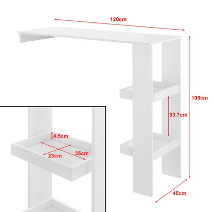 In And OutdoorMatch Bartafel Elliott - Wandmontage - 120x45x106 cm - Wit - Spaanplaat - Ruimtebesparend ontwerp Bar table