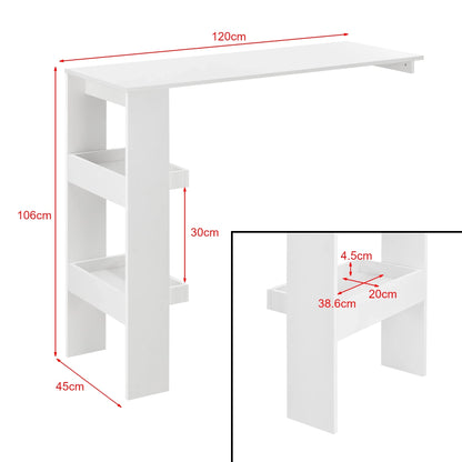 In And OutdoorMatch Bartafel Janessa - 2 Planken - Wandmontage - 120x45x106 - Wit - Modern Design Bar table