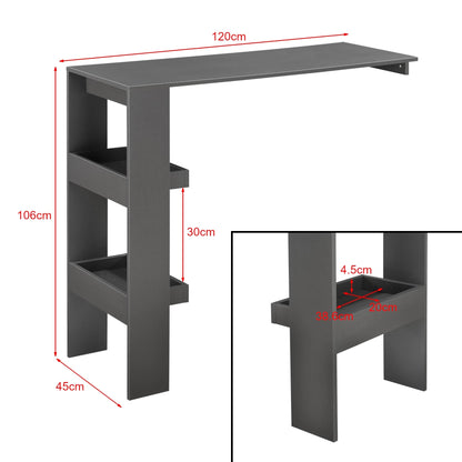 In And OutdoorMatch Bartafel Leopoldo - Wandmontage - 120x45x106 cm - Donkergrijs - Spaanplaat - Stijlvol Design Bar table
