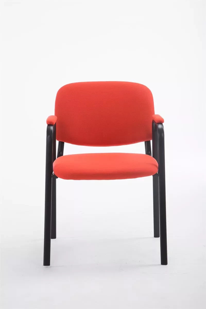 In And OutdoorMatch Bezoekersstoel Brock - Eetkamerstoel - Rode stof - zwart frame - comfortabel - modern design - set van 1 - Zithoogte 47 cm - Deluxe Bureaustoel