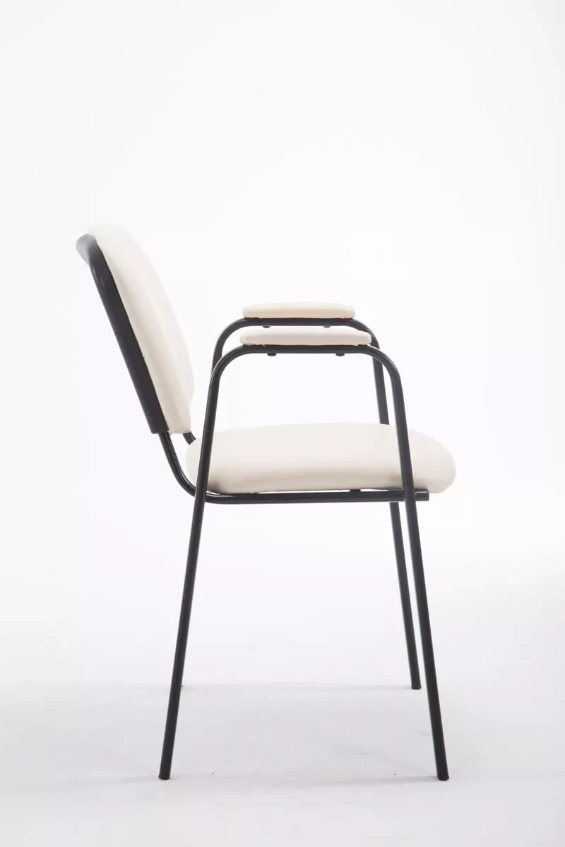 In And OutdoorMatch Bezoekersstoel - Eetkamerstoel - Kaycee - Wit Kunstleer - zwart frame - comfortabel - modern design - set van 1 - Zithoogte 47 cm - Deluxe Bureaustoel