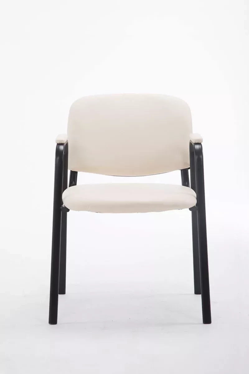 In And OutdoorMatch Bezoekersstoel - Eetkamerstoel - Kaycee - Wit Kunstleer - zwart frame - comfortabel - modern design - set van 1 - Zithoogte 47 cm - Deluxe Bureaustoel