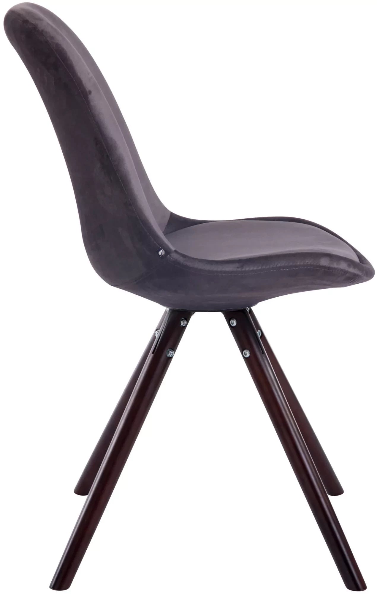 In And OutdoorMatch Bezoekersstoel Eulalia - Eetkamerstoel - Grijs velours - Bruine poten - Set van 1 - Zithoogte 48 cm - Deluxe Eetkamerstoel
