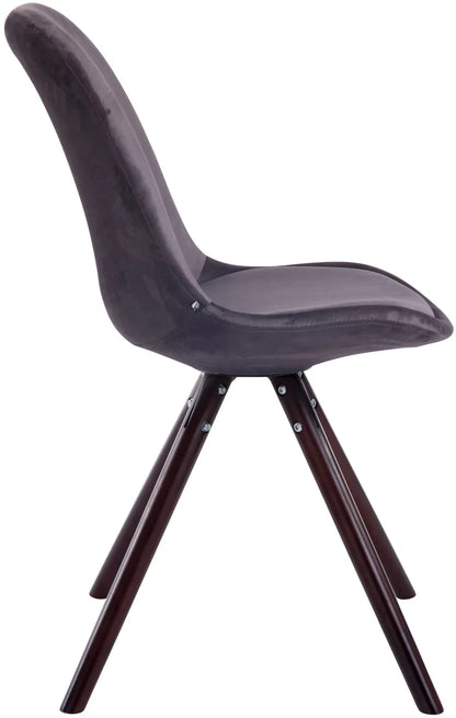 In And OutdoorMatch Bezoekersstoel Eulalia - Eetkamerstoel - Grijs velours - Bruine poten - Set van 1 - Zithoogte 48 cm - Deluxe Eetkamerstoel