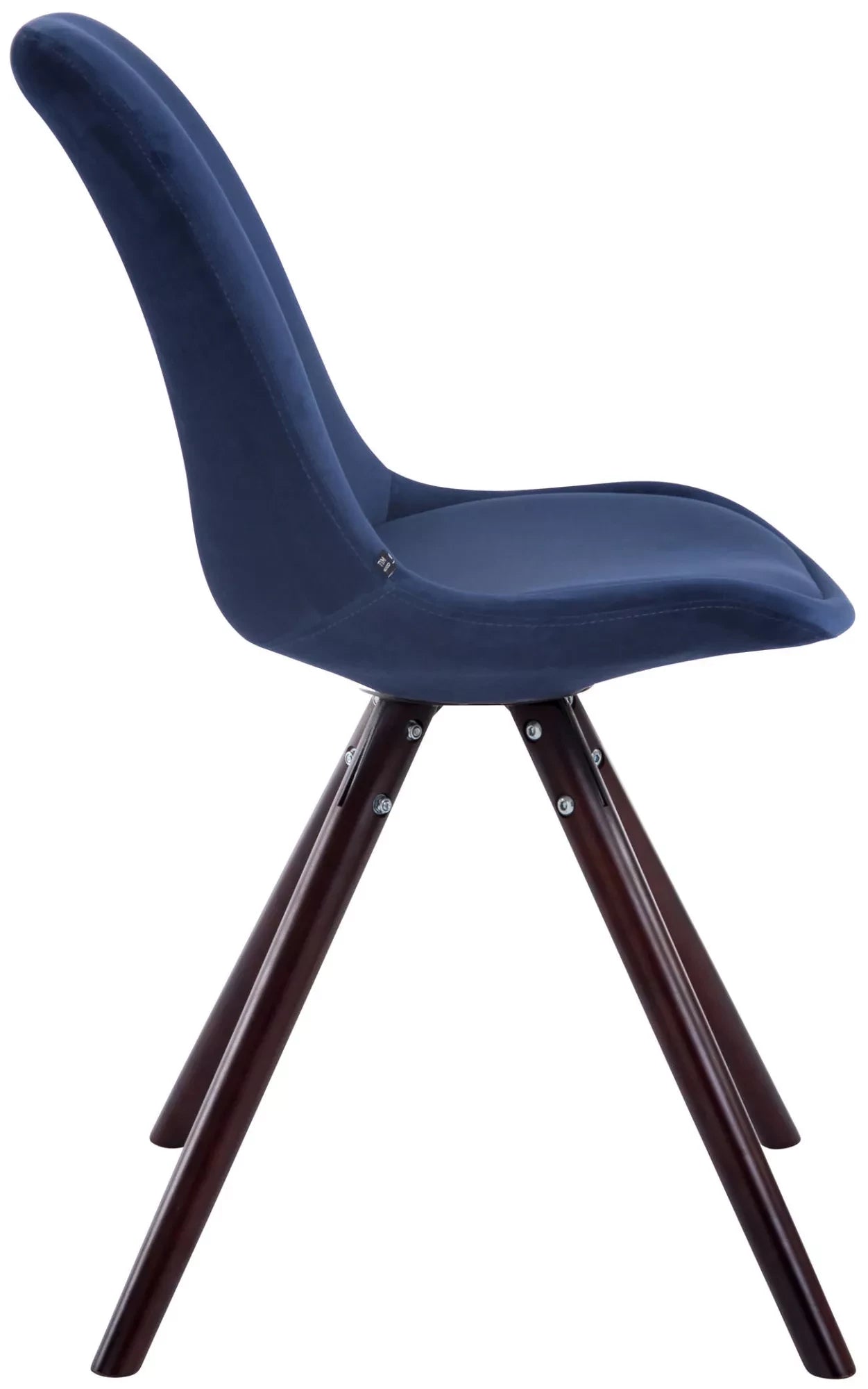 In And OutdoorMatch Bezoekersstoel Jamie - Eetkamerstoel - Blauw velours - Bruine poten - Set van 1 - Zithoogte 48 cm - Deluxe Eetkamerstoel