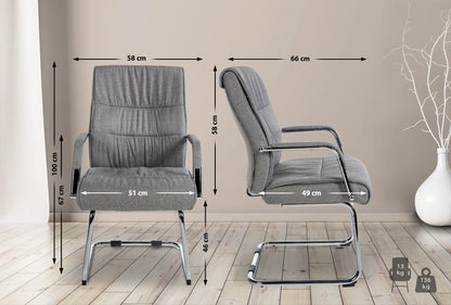 In And OutdoorMatch Bezoekersstoel Slaone - Set van 2 - Stof - Hoge kwaliteit bekleding - Luxe bezoekersstoel - Moderne look Eetkamerstoel