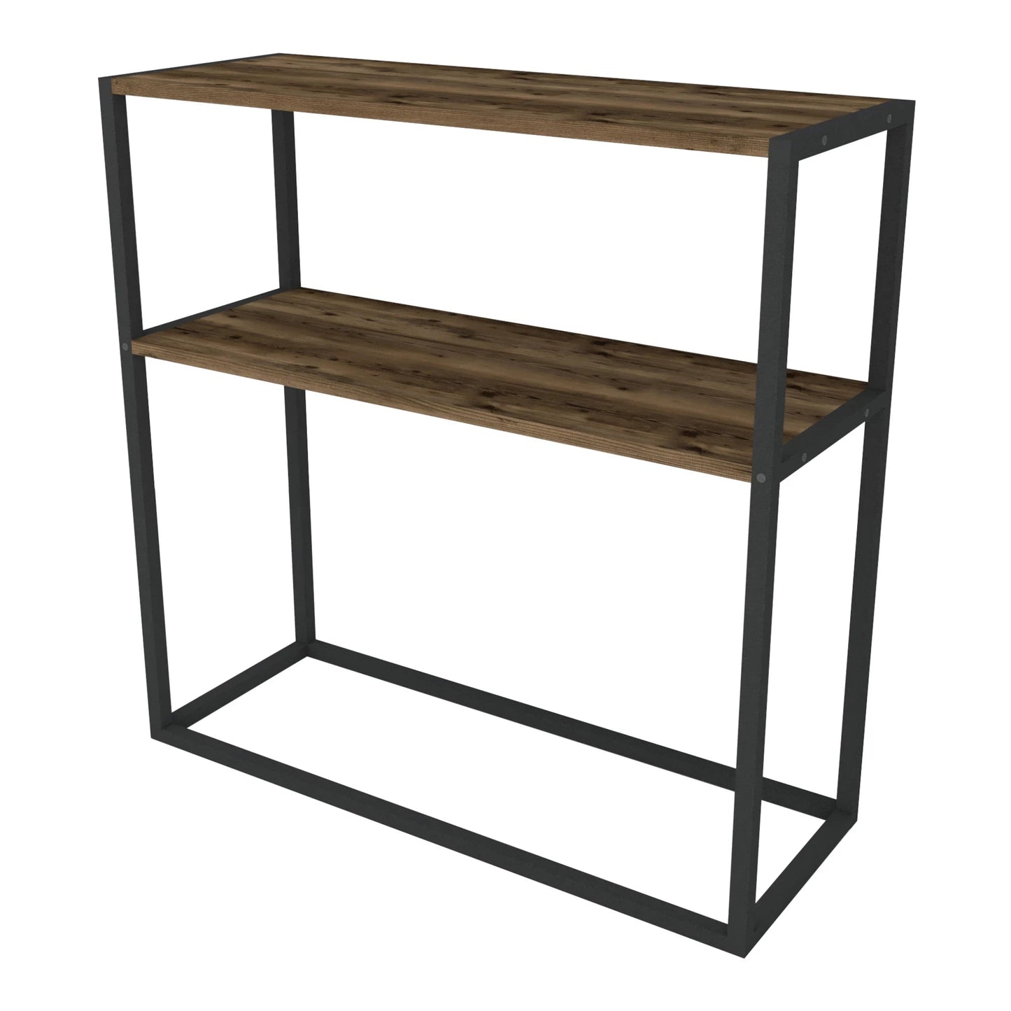 In And OutdoorMatch Bijzettafel Adonis - Spaanplaat en Metaal - Antiek eiken en Zwart - 90 x 90 x 33,5 cm - Modern Design Bijzetttafel