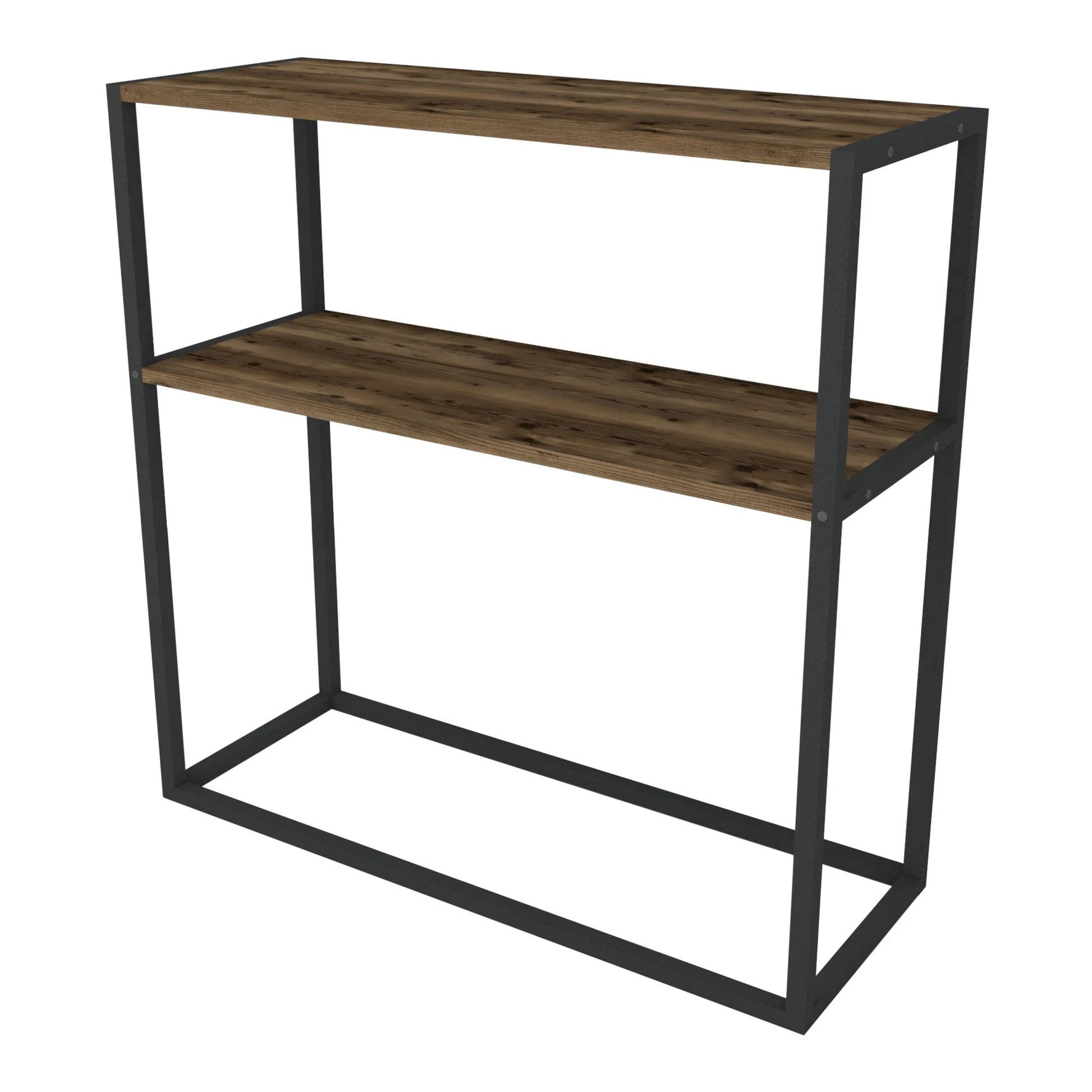 In And OutdoorMatch Bijzettafel Adonis - Spaanplaat en Metaal - Antiek eiken en Zwart - 90 x 90 x 33,5 cm - Modern Design Bijzetttafel