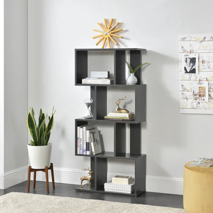 In And OutdoorMatch Boekenkast Plank Amani - 130x60x24 cm - Donkergrijs - Spaanplaat - Duurzame boekenkast - Stijlvol design Boekenplank