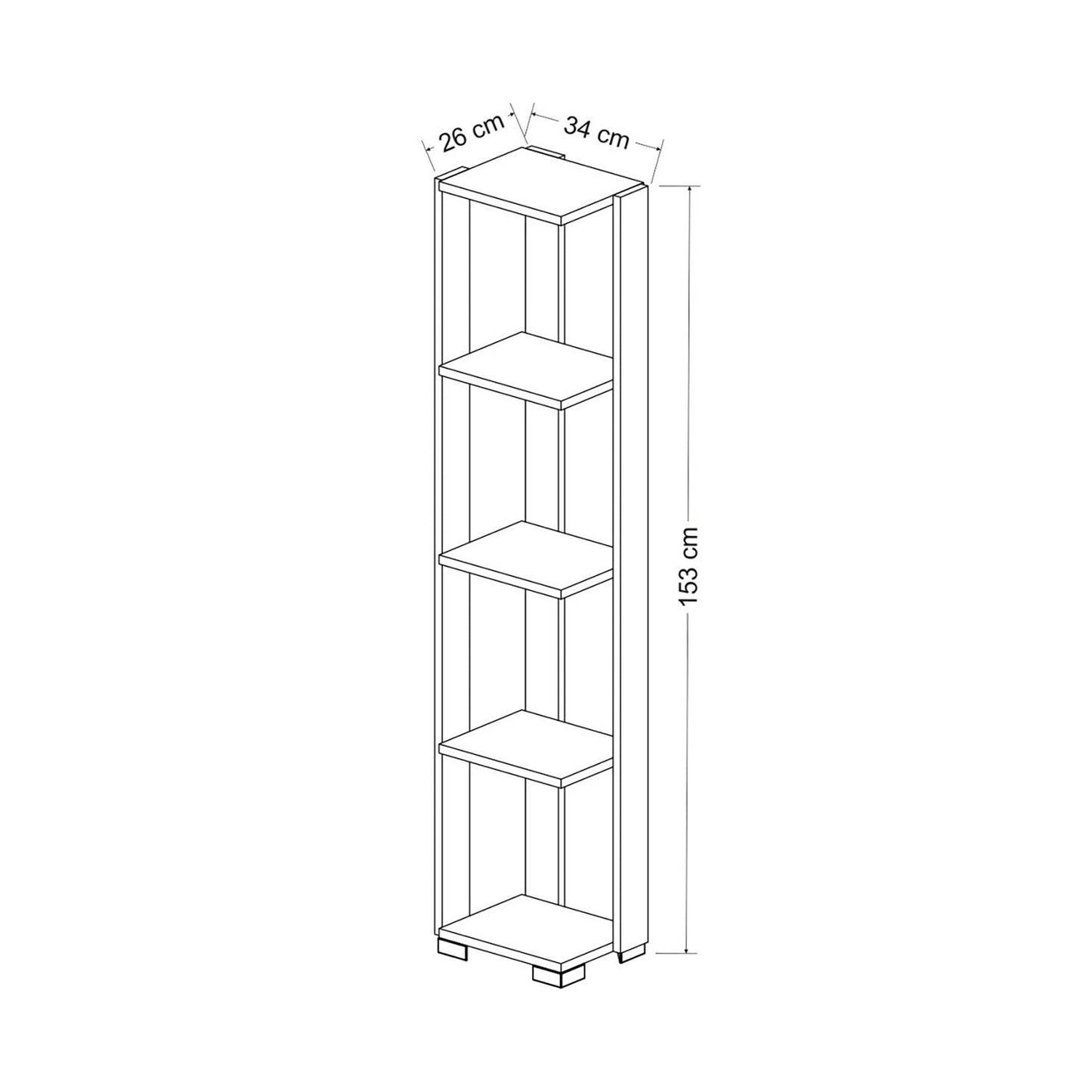 In And OutdoorMatch Boekenkast Plank Kellen - 153x34x26 cm - Eiken - Spaanplaat - Met Planken - Praktische Boekenkast Boekenplank