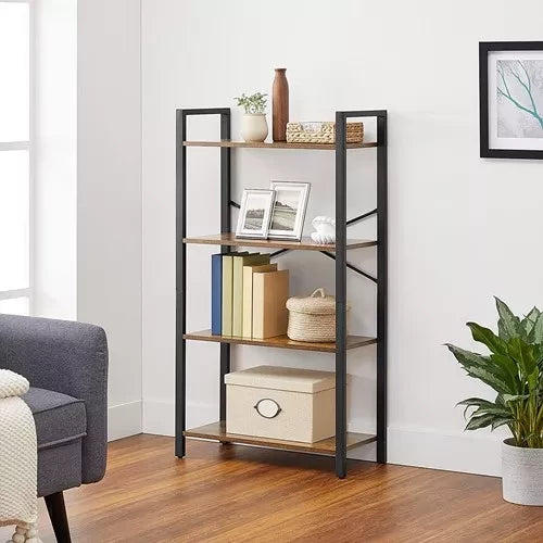 In And OutdoorMatch Boekenkast industrieel Nadia - 4 lagen - Boekenplank - Woonkamer, slaapkamer en kinderkamer - Hout - MDF - 66x30x120cm Boekenkast