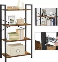 In And OutdoorMatch Boekenkast industrieel Nadia - 4 lagen - Boekenplank - Woonkamer, slaapkamer en kinderkamer - Hout - MDF - 66x30x120cm Boekenkast