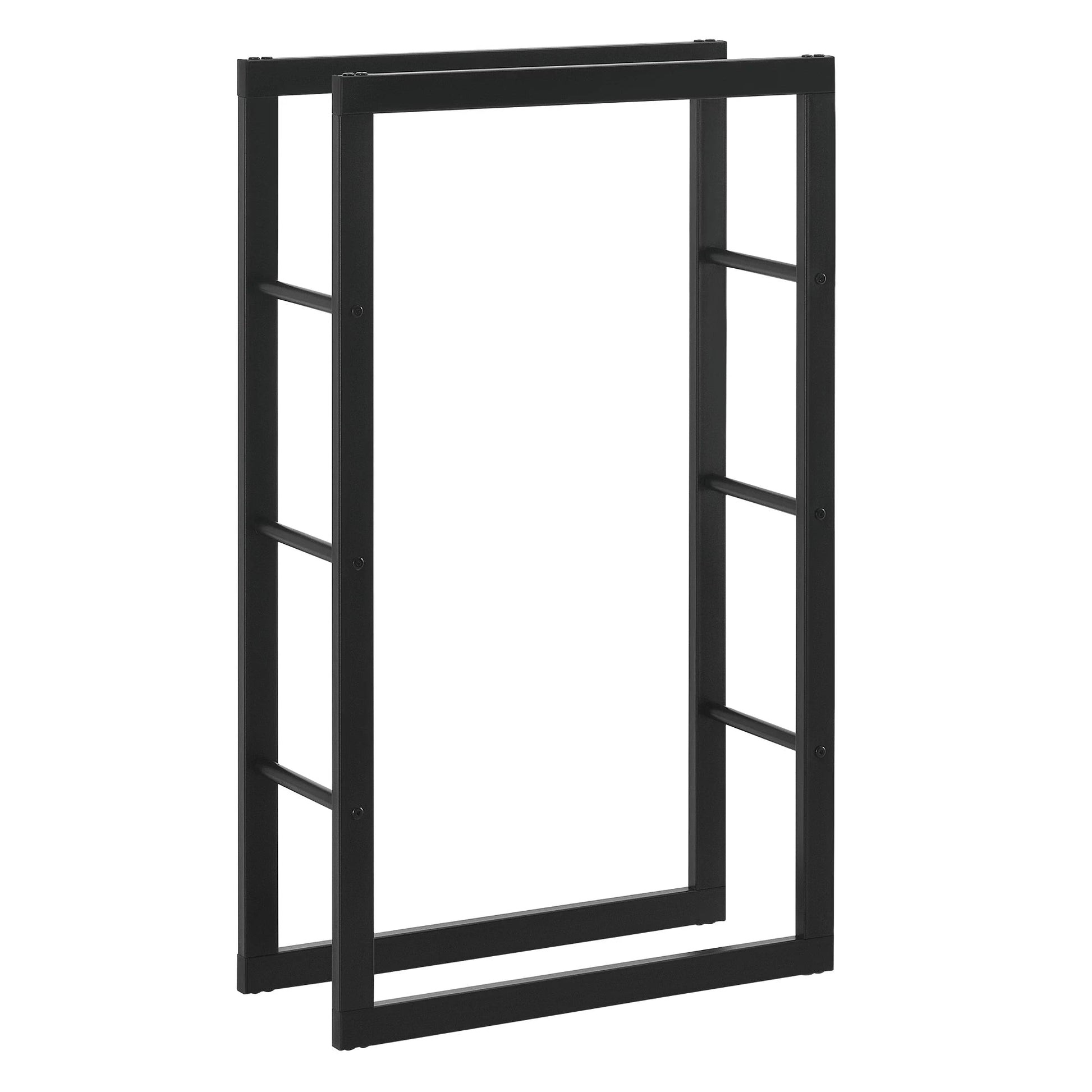 In And OutdoorMatch Brandhoutrek Jovico - Houtopslag - 80x25x100 cm - Zwart - Staal Gepoedercoat Houtrek