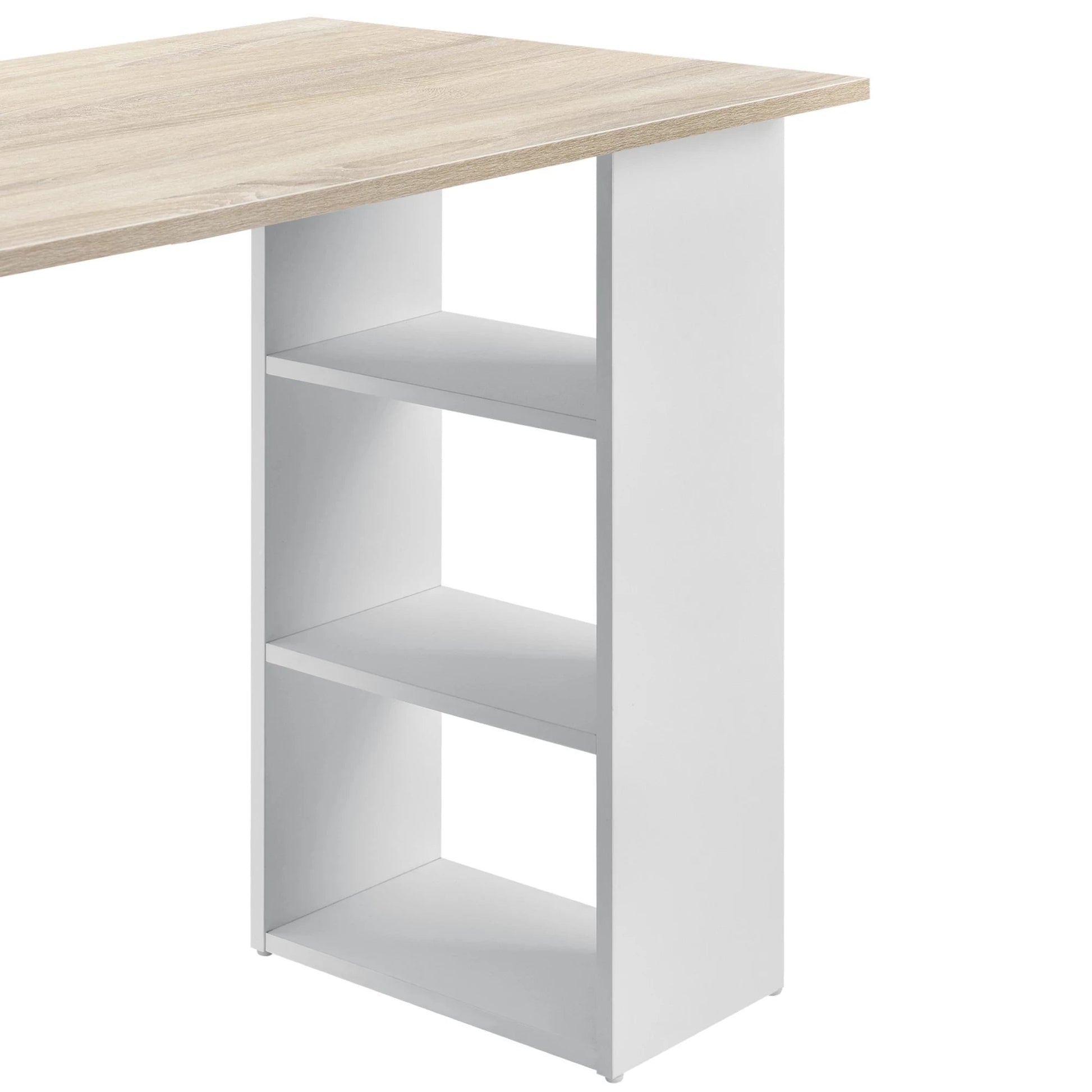 In And OutdoorMatch Bureau Claude - Met 3 Laden - 120x49x72 cm - Wit en Eikenkleurig - Spaanplaat - Stijlvol design Desk