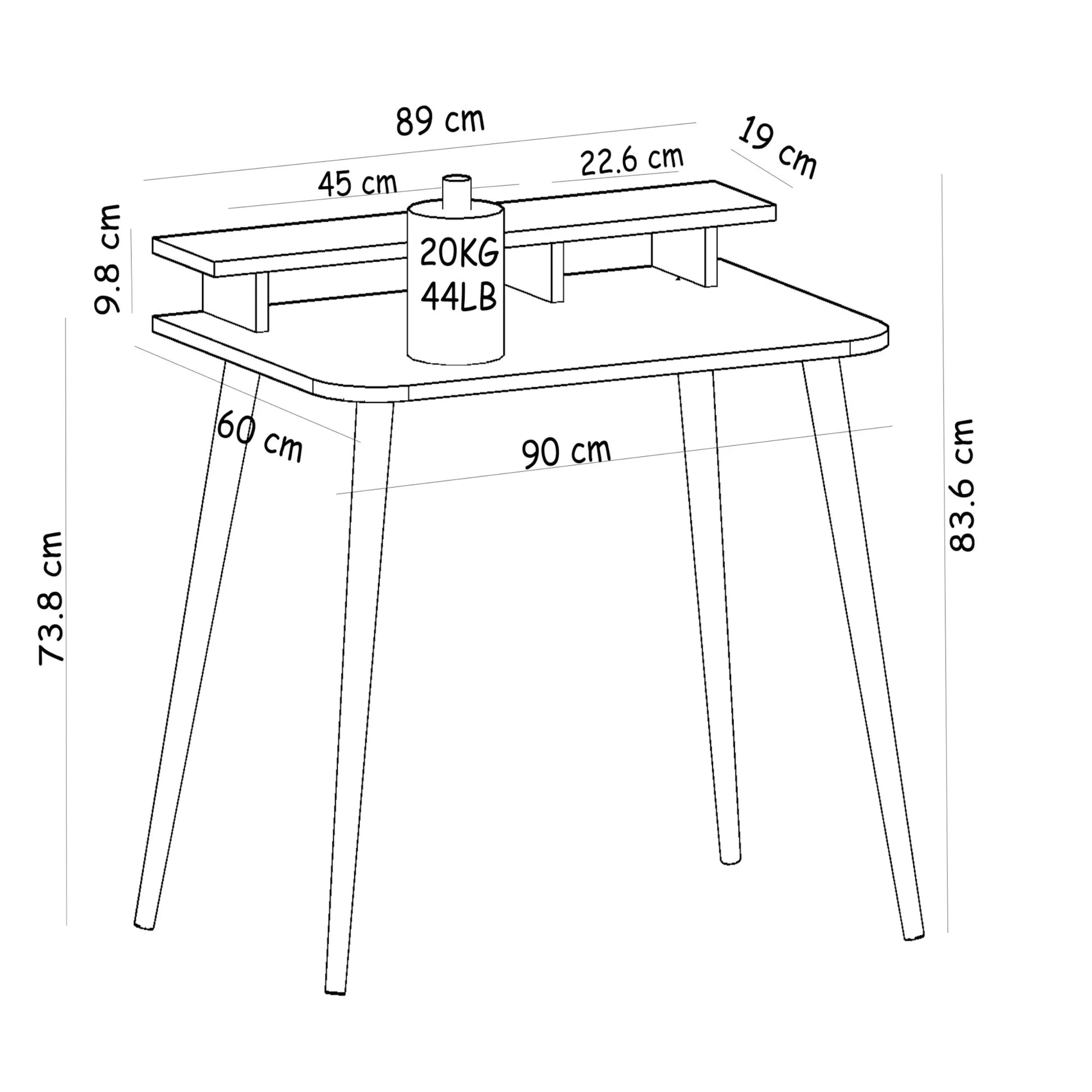 In And OutdoorMatch Bureau Serena - Met Monitorverhoger - Wit en Houtkleurig - 2 Open Compartimenten Desk