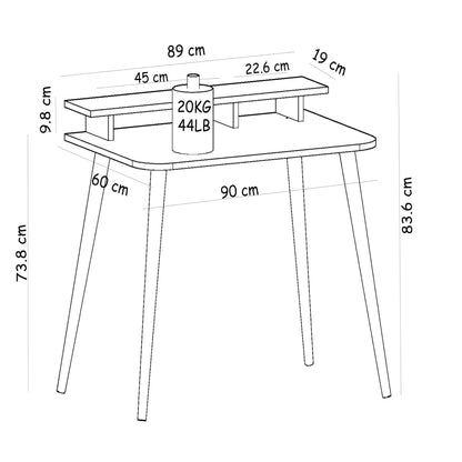 In And OutdoorMatch Bureau Serena - Met Monitorverhoger - Wit en Houtkleurig - 2 Open Compartimenten Desk