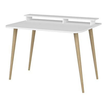 In And OutdoorMatch Bureau Serena - Met Monitorverhoger - Wit en Houtkleurig - 2 Open Compartimenten Desk