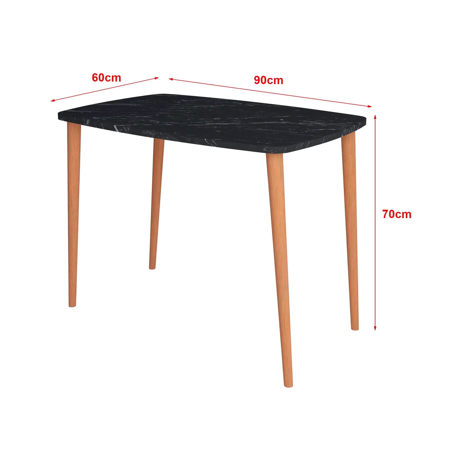 In And OutdoorMatch Bureau Zeno - Laptoptafel - 70x90x60 cm - Marmer Zwart en Houtkleurig - Spaanplaat en Beukenhout - Stijlvol Design Desk