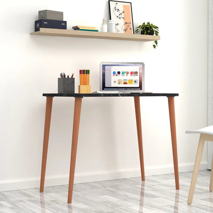 In And OutdoorMatch Bureau Zeno - Laptoptafel - 70x90x60 cm - Marmer Zwart en Houtkleurig - Spaanplaat en Beukenhout - Stijlvol Design Desk