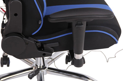 In And OutdoorMatch Bureaustoel Abraham - Blauw en Zwart - Massagefunctie - Stof - Hoogwaardige bekleding - Comfortabele bureaustoel - Exclusieve uitstraling Bureaustoel