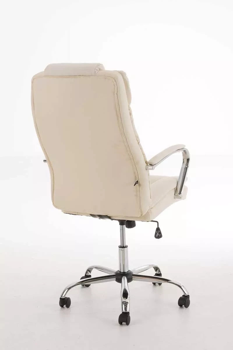 In And OutdoorMatch Bureaustoel Dante - Crème - Op wielen - Kunstleer - Ergonomische bureaustoel - Voor volwassenen - Hoogte verstelbaar 45-55cm Bureaustoel