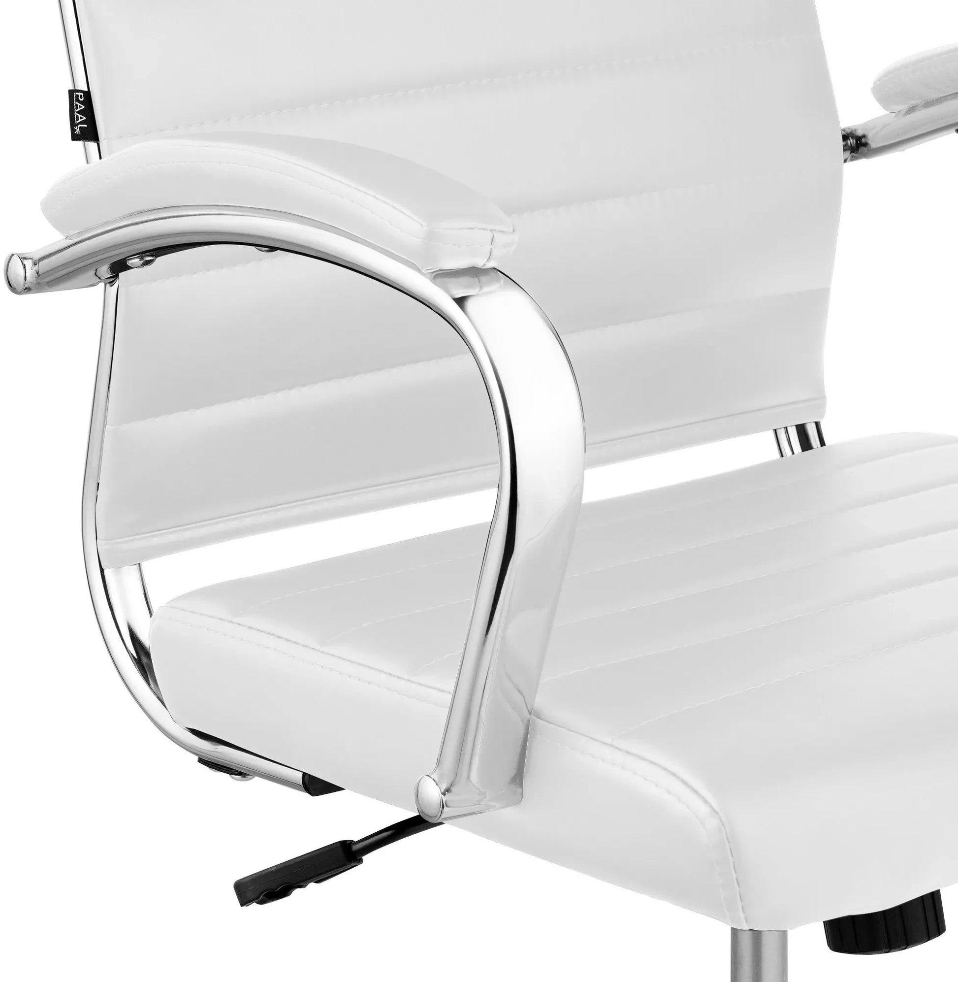 In And OutdoorMatch Bureaustoel Hortense - Wit kunstleer - Met Rugleuning en Armleuning - In hoogte verstelbaar - Ergonomisch - 49x49x112cm Bureaustoel