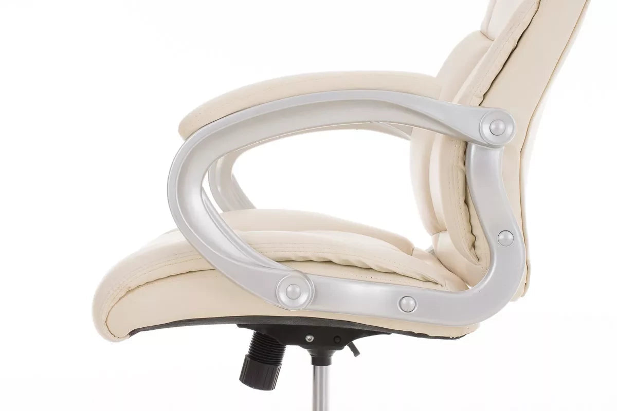 In And OutdoorMatch Deluxe Bureaustoel Brandyn - Imitatieleer - Creme - Ergonomisch - in hoogte verstelbaar Bureaustoel