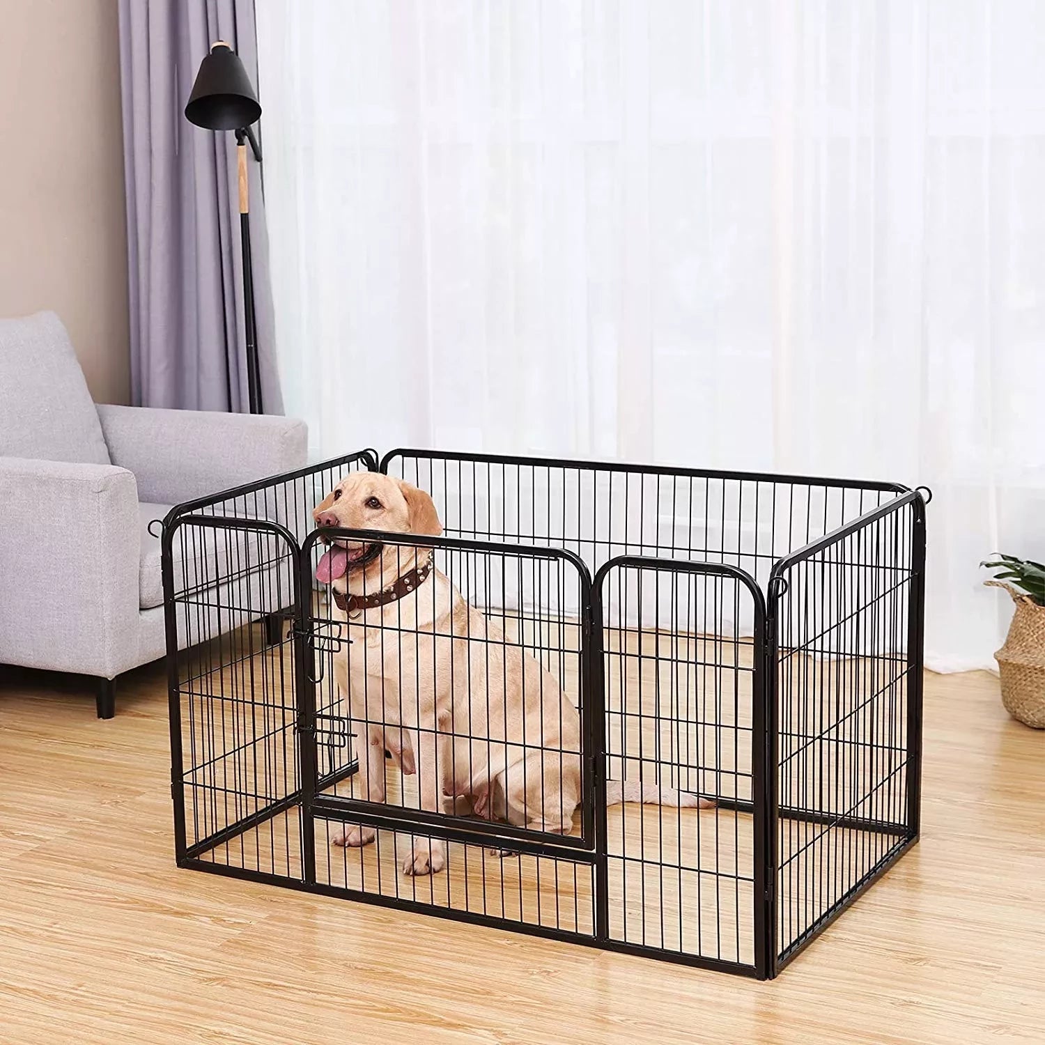 In And OutdoorMatch Dierenren Athena - Verstelbaar - Ren - Kippenren - Kattenren - Hondenbench - Zwart - 122x80x70cm Dierenkooi