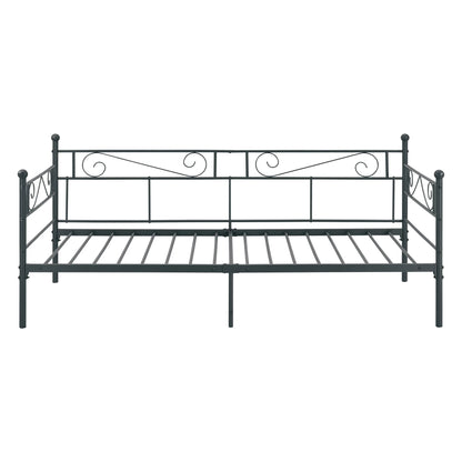 In And OutdoorMatch Eenpersoonsslaapbank Deri - 3-zitsbank - 90x200 cm - Zwart - Vintage Design - Metalen bedframe Eén persoon slapen