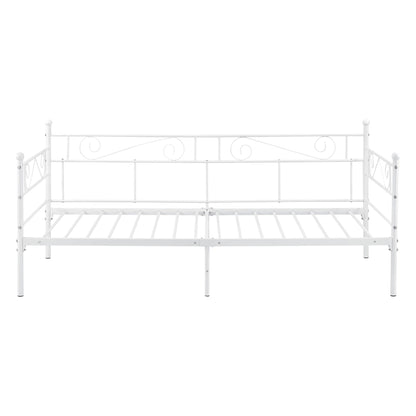 In And OutdoorMatch Eenpersoonsslaapbank Gigi - Met Matras - 90x200 cm - Wit - Vintage Design - Metalen bedframe Eén persoon slapen