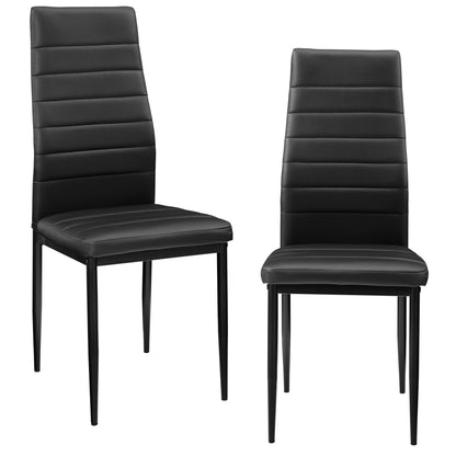 In And OutdoorMatch Eetkamerstoel Aidan - 96x43x52 cm - Kunstleer - Set van 2 - Zwart - Gestoffeerde zitting - Stijlvolle uitstraling Eetkamerstoel