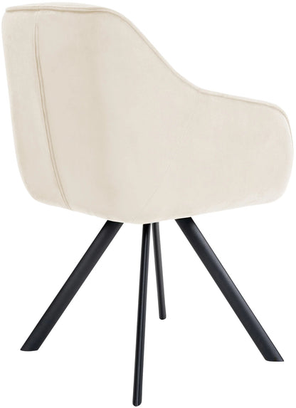 In And OutdoorMatch Eetkamerstoel Beverly - Crème - Met Armleuningen - Fluweel - Hoge Kwaliteit Bekleding - Comfortabele en Luxe Eetkamerstoel - Vintage Look Eetkamerstoel