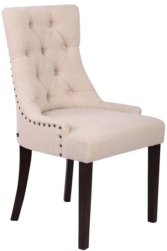 In And OutdoorMatch Eetkamerstoel Bridgette - Beige - Eetkamerstoel - Stof - Hoge kwaliteit bekleding - Vintage stijl stoel - Luxe eetkamerstoel Eetkamerstoel