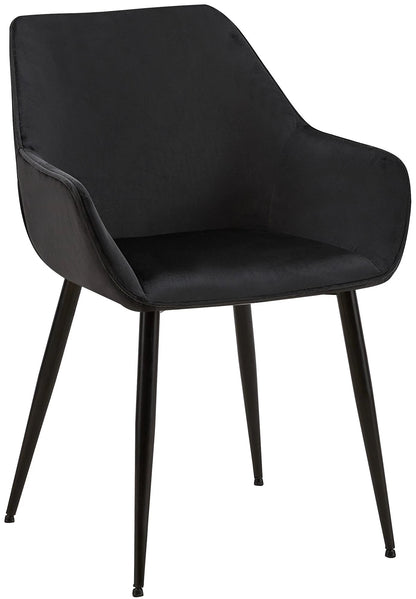 In And OutdoorMatch Eetkamerstoel Callista - Zwart - Stof - Hoge kwaliteit bekleding - Fluwelen Eetkamerstoel - Luxe uitstraling Eetkamerstoel