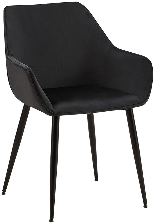 In And OutdoorMatch Eetkamerstoel Callista - Zwart - Stof - Hoge kwaliteit bekleding - Fluwelen Eetkamerstoel - Luxe uitstraling Eetkamerstoel