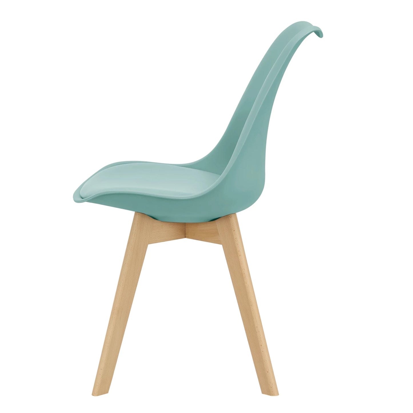 In And OutdoorMatch Eetkamerstoel Keeley - Set van 6 - Imitatieleer en Beuken - Mint - Gestoffeerde Zitting - Modern Design Eetkamerstoel