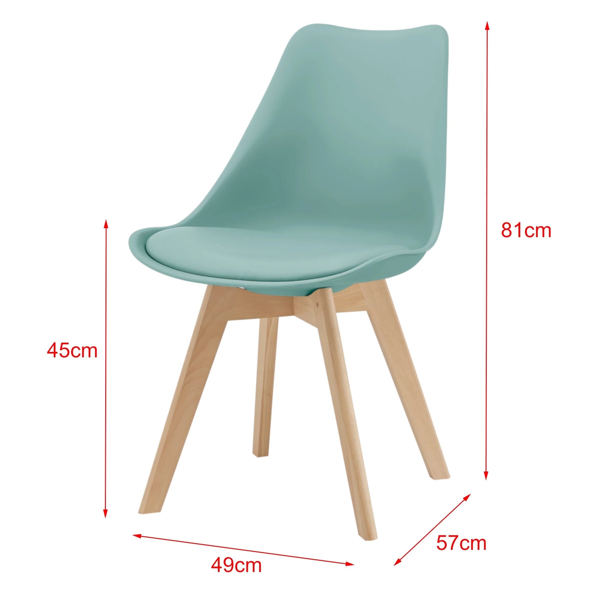 In And OutdoorMatch Eetkamerstoel Keeley - Set van 6 - Imitatieleer en Beuken - Mint - Gestoffeerde Zitting - Modern Design Eetkamerstoel