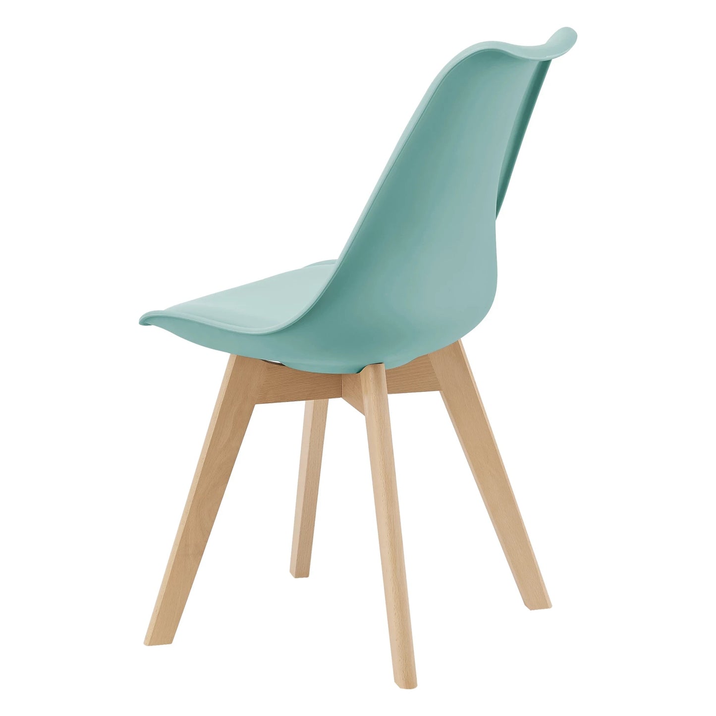 In And OutdoorMatch Eetkamerstoel Keeley - Set van 6 - Imitatieleer en Beuken - Mint - Gestoffeerde Zitting - Modern Design Eetkamerstoel
