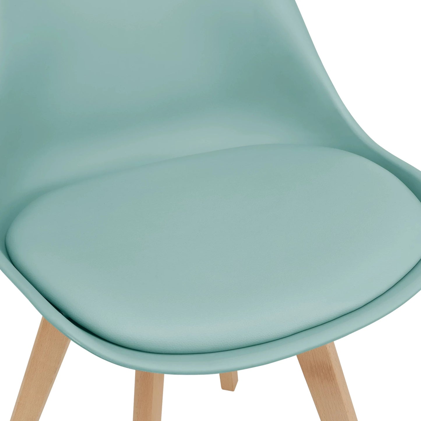 In And OutdoorMatch Eetkamerstoel Keeley - Set van 6 - Imitatieleer en Beuken - Mint - Gestoffeerde Zitting - Modern Design Eetkamerstoel