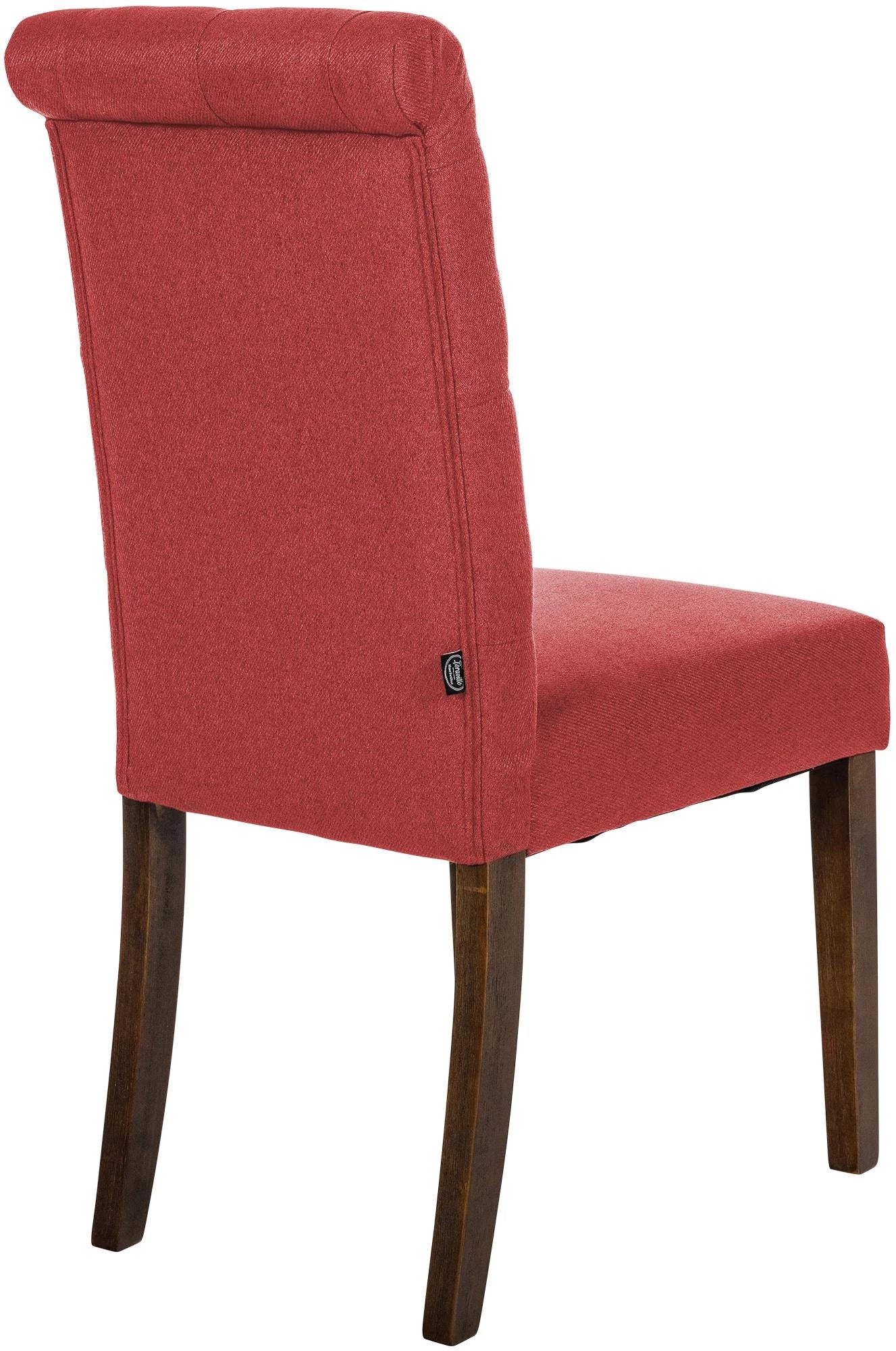 In And OutdoorMatch Eetkamerstoel Kodey - Rood - Set van 2 - Stof - Hoge kwaliteit bekleding - Tijdloze eetkamerstoel - Vintage Look Eetkamerstoel
