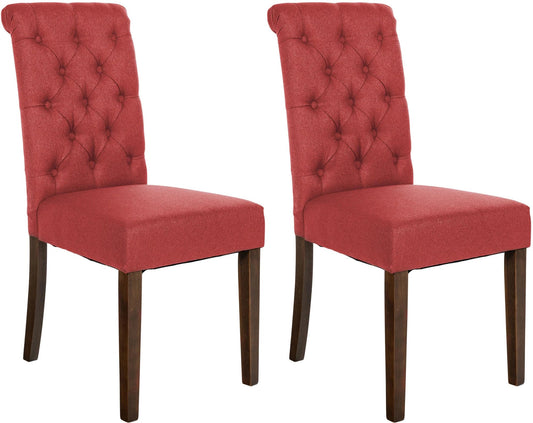 In And OutdoorMatch Eetkamerstoel Kodey - Rood - Set van 2 - Stof - Hoge kwaliteit bekleding - Tijdloze eetkamerstoel - Vintage Look Eetkamerstoel