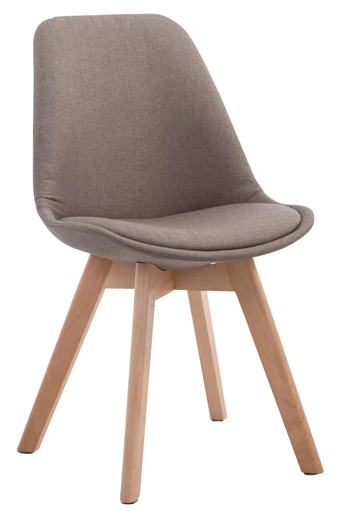 In And OutdoorMatch Eetkamerstoel Lue - Taupe stof - naturel houten poten - set van 1 - zithoogte 47 cm - modern Eetkamerstoel