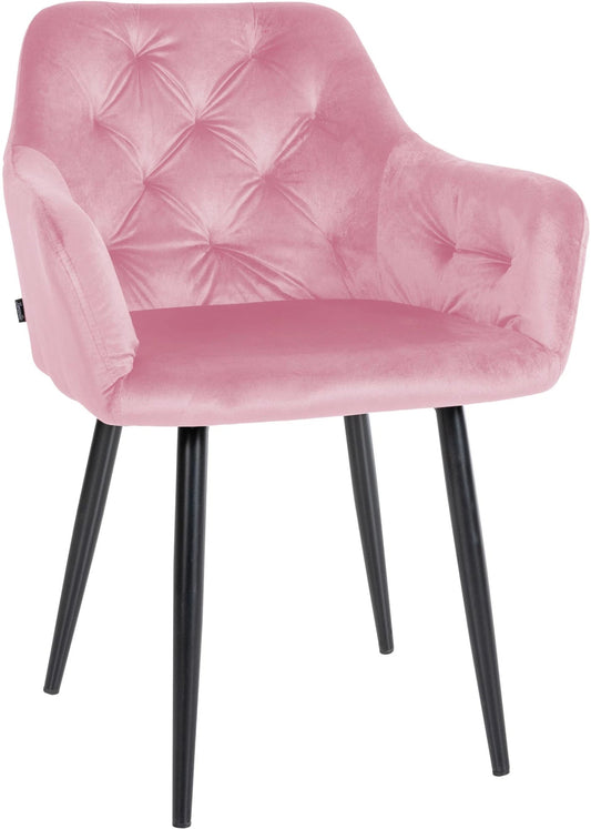 In And OutdoorMatch Eetkamerstoel Machteld - Roze - Fluweel - Hoge Kwaliteit Bekleding - Luxe Eetkamerstoel - Vintage Look Eetkamerstoel