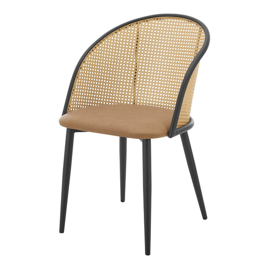 In And OutdoorMatch Eetkamerstoel Masons - Set van 2 - Bruin en Zwart - 82x56x55cm - Met Rugleuning - Eenvoudige Montage - Kunstlederen Zitting - Gestoffeerde Zitting Eetkamerstoel