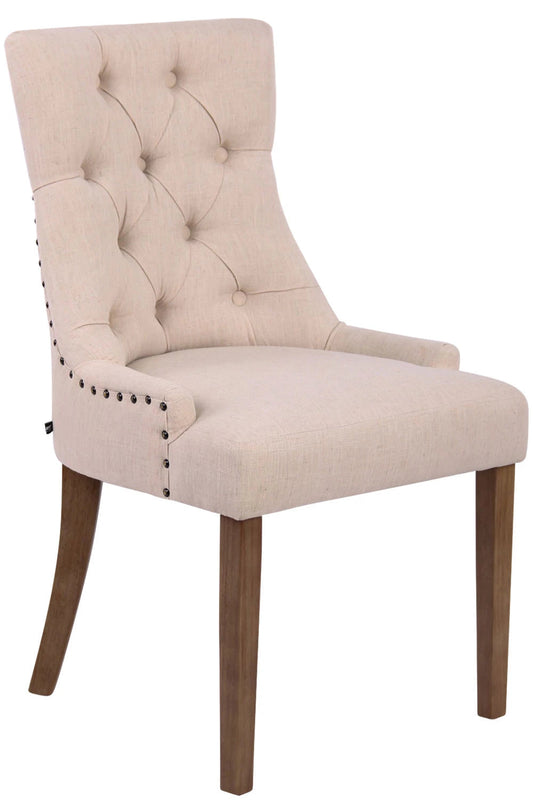 In And OutdoorMatch Eetkamerstoel Merlyn - Beige - Eetkamerstoel - Stof - Hoge kwaliteit bekleding - Vintage stijl stoel - Luxe eetkamerstoel Eetkamerstoel