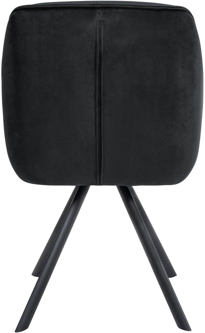 In And OutdoorMatch Eetkamerstoel Rico - Zwart - Met Armleuningen - Fluweel - Hoogwaardige Bekleding - Comfortabele en Luxe Eetkamerstoel - Vintage Look Eetkamerstoel