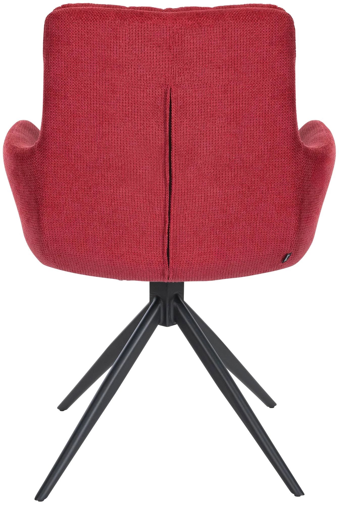 In And OutdoorMatch Eetkamerstoel Sonya - Rood - Stof - Met Armleuning - Hoogwaardige Bekleding - Stijlvolle Eetkamerstoel - Deluxe Look Eetkamerstoel