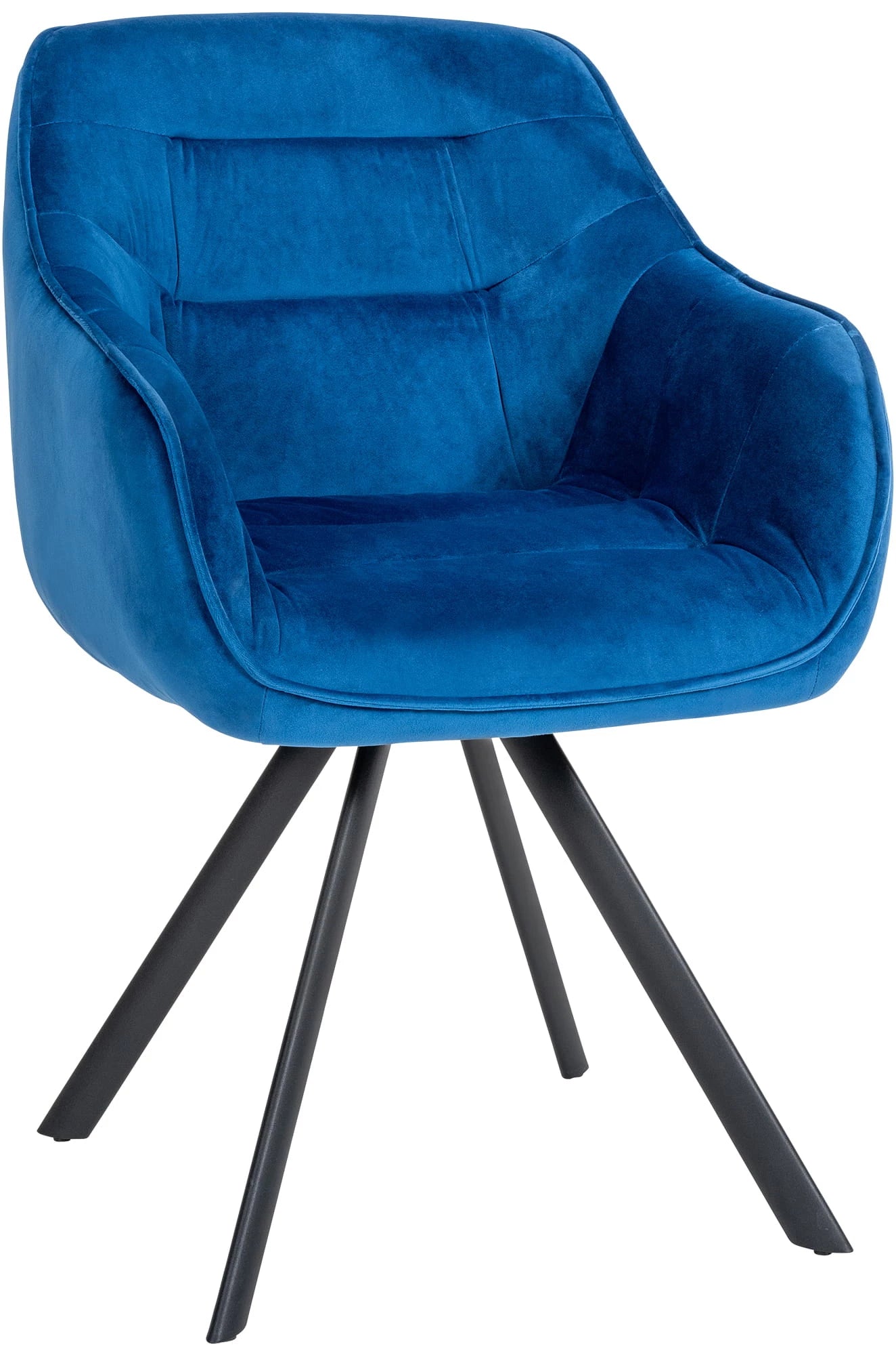 In And OutdoorMatch Eetkamerstoel Tamika - Blauw - Met Armleuningen - Fluweel - Hoge Kwaliteit Bekleding - Comfortabele en Luxe Eetkamerstoel - Vintage Look Eetkamerstoel