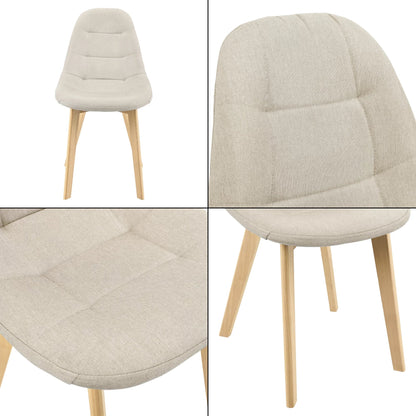 In And OutdoorMatch Eetkamerstoel Zack - Set van 2 - Stof en Beuken - Beige - Gestoffeerde Zitting - Modern Design Eetkamerstoel